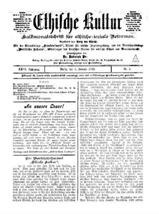 Ein Vierteljahrhundert "Ethische Kultur"