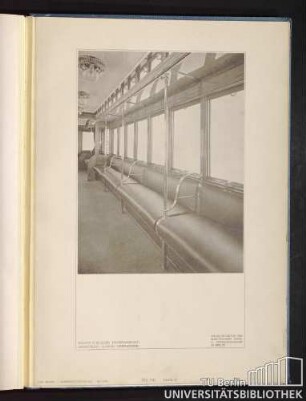 Teil VIII. Tafel 65. Wagen II. Klasse: Innenansicht. Architekt: Alfred Grenander.