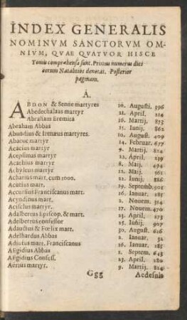 Index Generalis Nominum Sanctorum Omnium ...