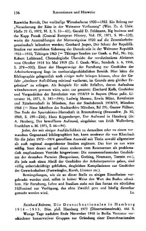 Behrens, Reinhard :: Die Deutschnationalen in Hamburg 1918 - 1933 : Hamburg, 1973