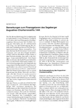 Bemerkungen zum Finanzgebaren des Segeberger Augustiner-Chorherrenstifts 1444