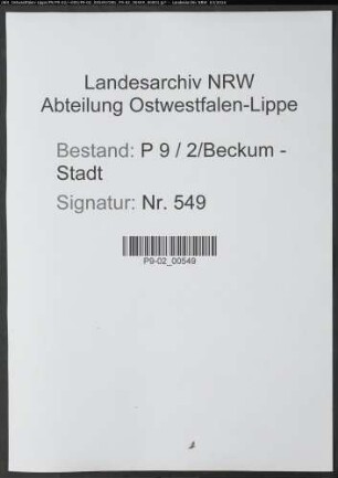 Sterberegister Standesamt Beckum-Stadt