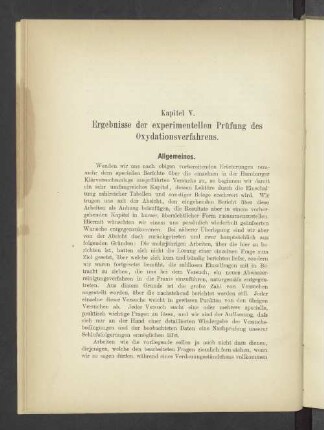 Kapitel V. Ergebnisse der experimentellen Prüfung des Oxydationsverfahrens