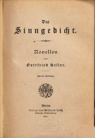Das Sinngedicht : Novellen