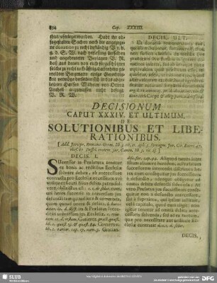 Caput XXXIV. Et Ultimum. De Solutionibus Et Liberationibus