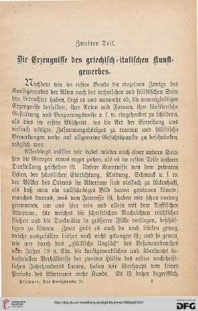 Zweiter Teil: Die Erzeugnisse des griechisch-italischen Kunstgewerbes
