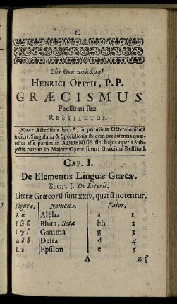 Cap. I. De Elementis Linguæ Græcæ.