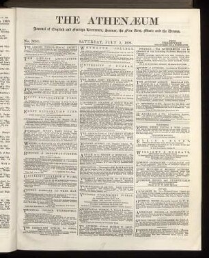 THE ATHENAEUM Journal of English and foreign Literature, Science, the fine Arts, Music and the Drama.