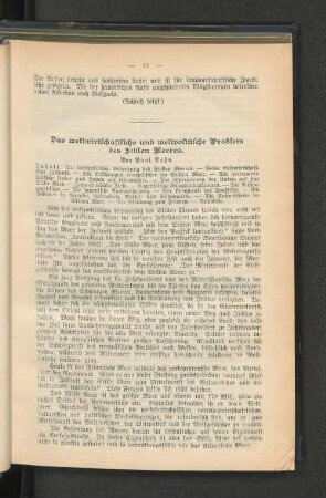 Das weltwirtschaftliche und weltpopitische Problem des stillen Meeres