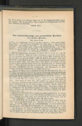 Das weltwirtschaftliche und weltpopitische Problem des stillen Meeres
