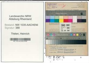 Entnazifizierung Heinrich Thelen , geb. 20.08.1908 (Bergbauangestellter)
