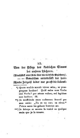 Von der Pflege des kindlichen Sinnes bei unseren Töchtern : (Bruchstück einer Rede über die weibliche Erziehung) ; [12.]