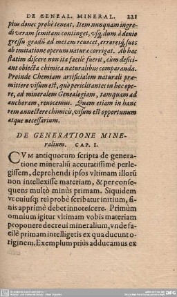 De Generatione mineralium. Cap. I.