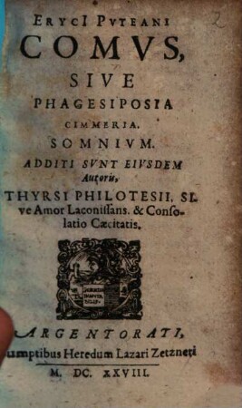 Eryci Pvteani Comvs Phagesiposia Cimmeria : Somnivm