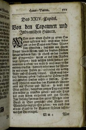 Das XXIV. Capitel. Von den Capaunen und Indianischen Hünern