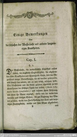Einige Bemerkungen über die Ursachen der Wassersucht und anderer langwierigen Krankheiten