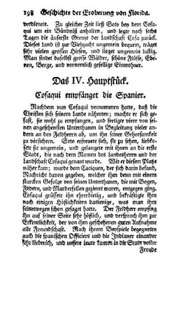 Das IV. Hauptstück - Cofaqui empfänget die Spanier.