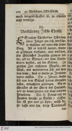 33. Verklärung Jesu Christi