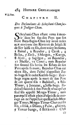 Chapitre II. Des Descendants de Scheybani-Chan jusques à Jadigar-Chan