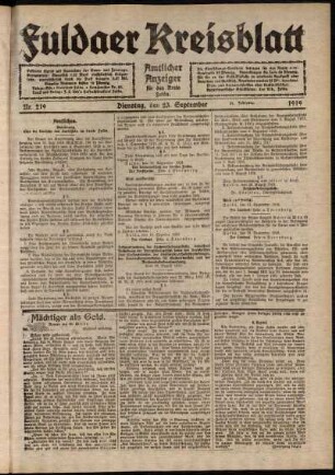 Ausgabe vom Dienstag, den 23. September 1919.