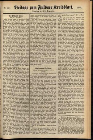 Zweite Ausgabe vom Dienstag, den 20. Dezember 1898.