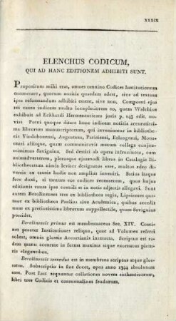 Elenchus Codicum, qui ad hanc editionem adhibiti sunt