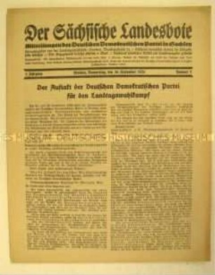 Mitteilungsblatt der DDP Sachsen zur Landtagswahl