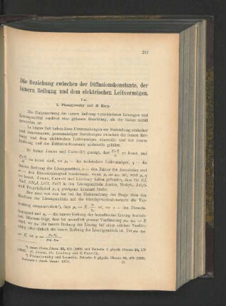 Die Beziehung zwischen der Diffusionskonstante, der innern Reibung und dem elektrischen Leitvermögen.