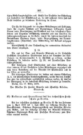 Rektorat und Prorektorat bei der technischen Hochschule zu Berlin : [II. Universitäten, Akademien etc.]