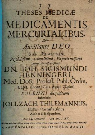 Theses med. de medicamentis mercurialibus