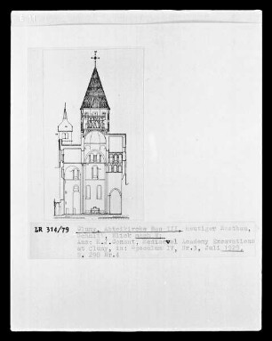 Cluny, Abteikirche, heutiger Restbau, Schnitt, Blick nach Westen
