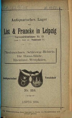 Lager-Verzeichnis. 258. 1894