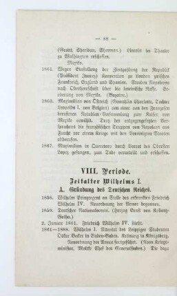 VIII. Periode. Zeitalter Wilhelms I.