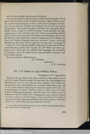 August Wilhelm von Schlegel an August Wilhelm Rehberg, Stockholm, 17.04.1813
