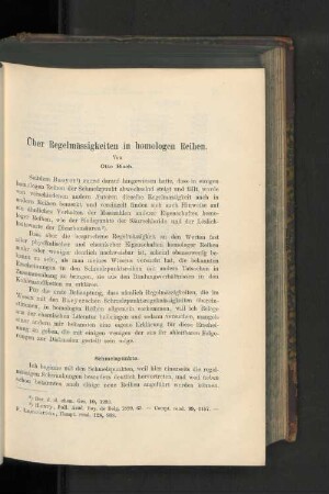 Über Regelmässigkeiten in homologen Reihen