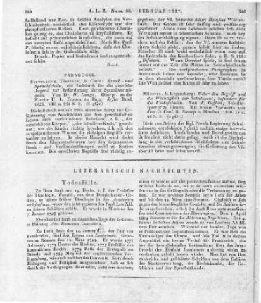 Lange, W.: Sprech- und Sprachschule. Stuttgart, Tübingen: Cotta 1826