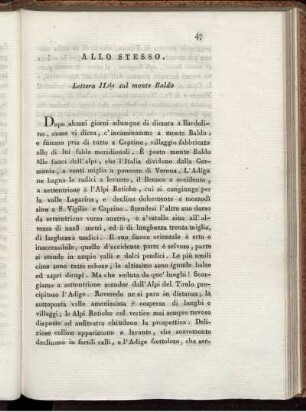 Allo Stesso. Lettera II.a sul monte Baldo.
