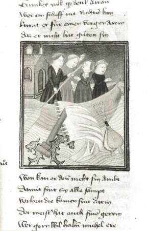 Der welsche Gast : Thomasin von Zerklaere. Der welsche Gast. Buchmalerei, Anfang 15. Jahrhundert. Berlin, Staatsbibliothek