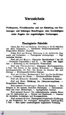 Verzeichnis der Professoren und Privatdozenten.