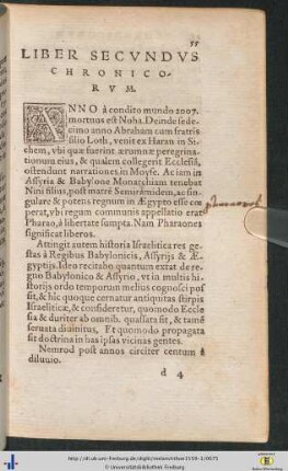 Chronicorum Liber Secundus.