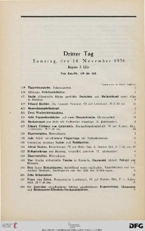 Dritter Tag: Samstag, den 14. November 1936 (Nr. 419-645)