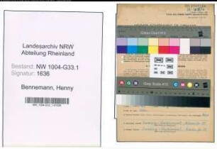 Entnazifizierung Henny Bennemann , geb. 11.10.1910 (Lehrerin)