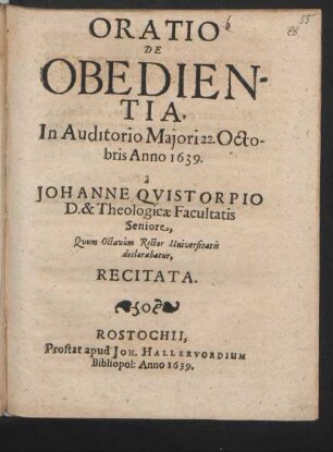 Oratio De Obedientia