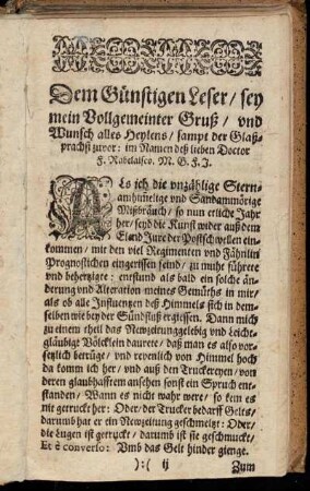 Dem Günstigen Leser [...]