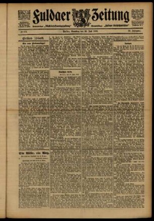 Erste Ausgabe vom Samstag, den 28. Juli 1906.