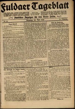 Ausgabe vom Dienstag, den 20. Juli 1920.