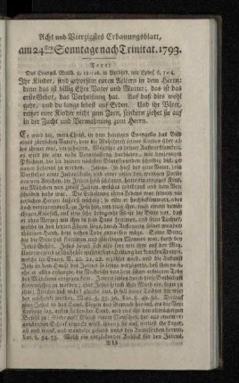Acht und Vierzigstes Erbauungsblatt, am 24sten Sonntage nach Trinitat. 1793.