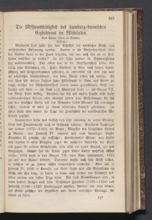 Die Missionsthätigkeit des hamburg-bremischen Erzzbistums im Mittelalter