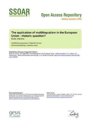 The application of multilingualism in the European Union - rhetoric question?
