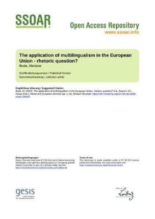 The application of multilingualism in the European Union - rhetoric question?